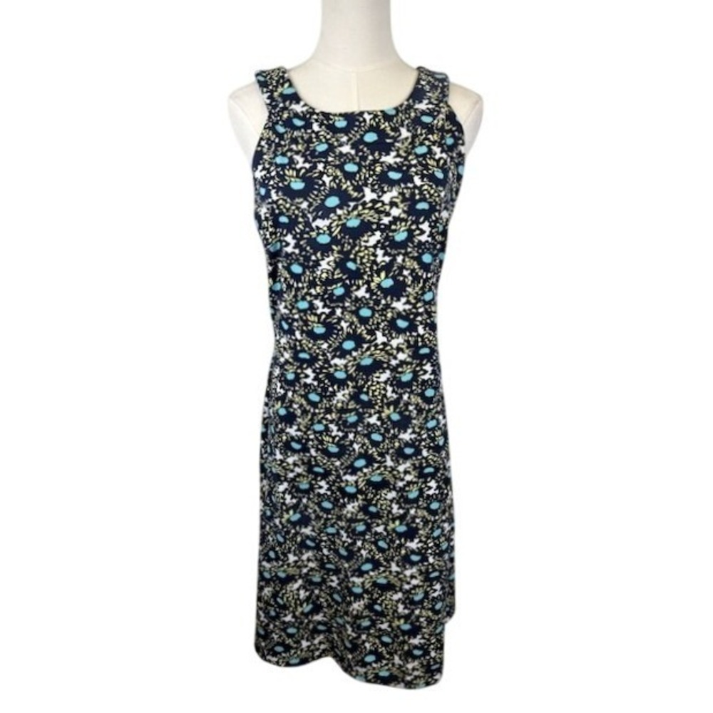 J McLaughlin Floral Dress Women's Size Medium Blue Catalina Cloth